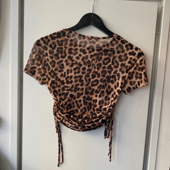 Sheer Animal Print String Crop Top - Picture 4 of 6